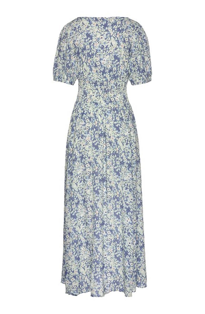 LASCANA Women's Floral Puff Sleeve Maxi Dress, Alternate, color, Navy Printed
