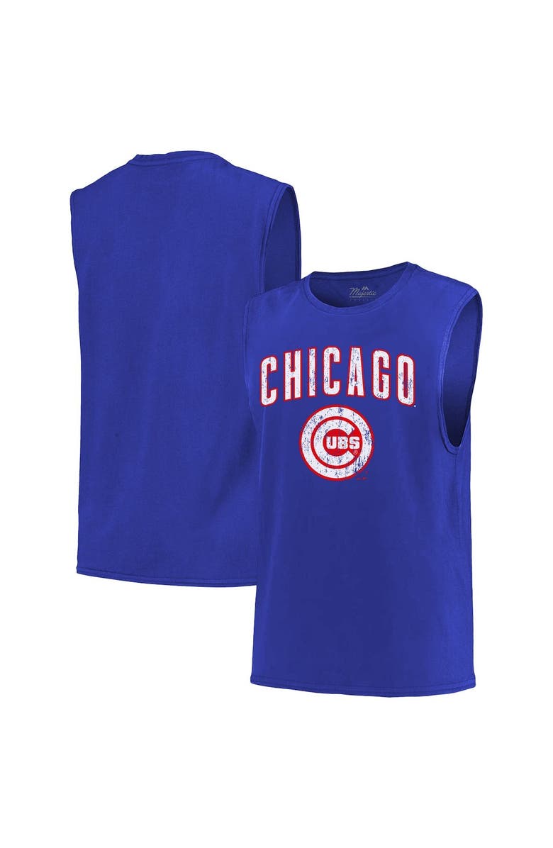 Majestic Threads Men's Majestic Threads Royal Chicago Cubs Softhand Muscle Tank Top, Main, color, 