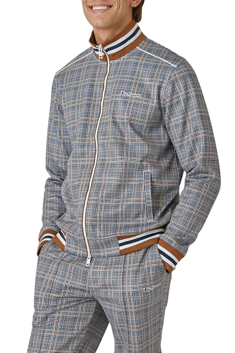 Glen Plaid Track Jacket, Alternate, color, CARAMEL