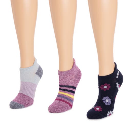 Muk Luks Cotton Compression Ankle Socks 3 Pair Pack