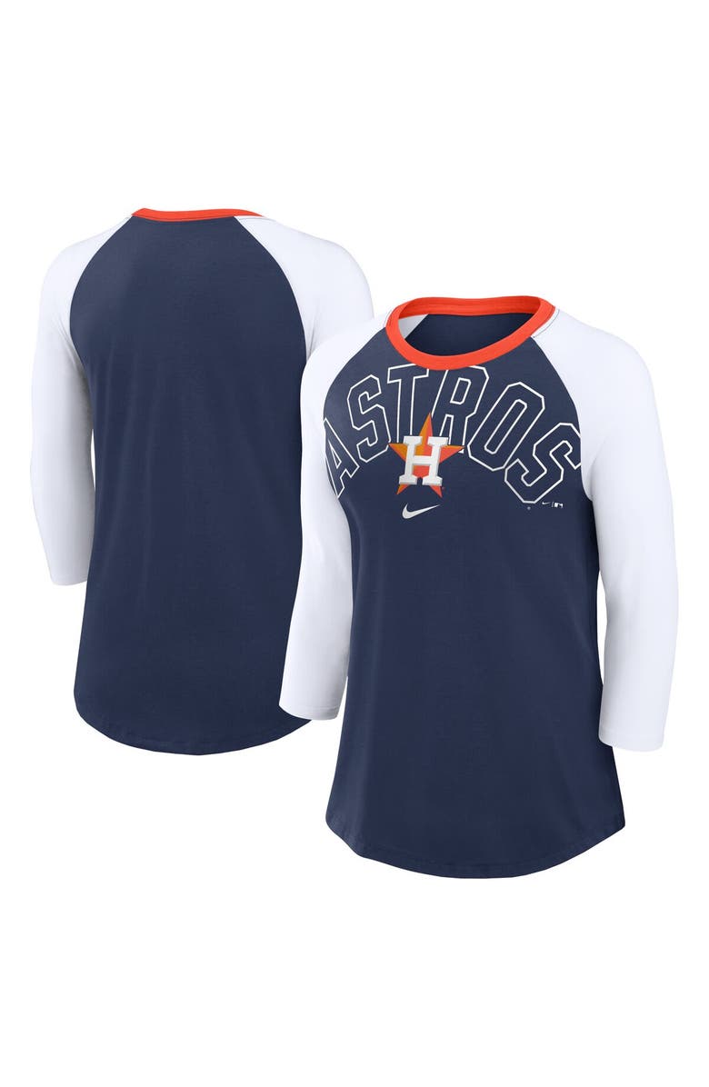 Nike Women's Nike Navy/White Houston Astros Knockout Arch 3/4-Sleeve Raglan Tri-Blend T-Shirt, Alternate, color, 