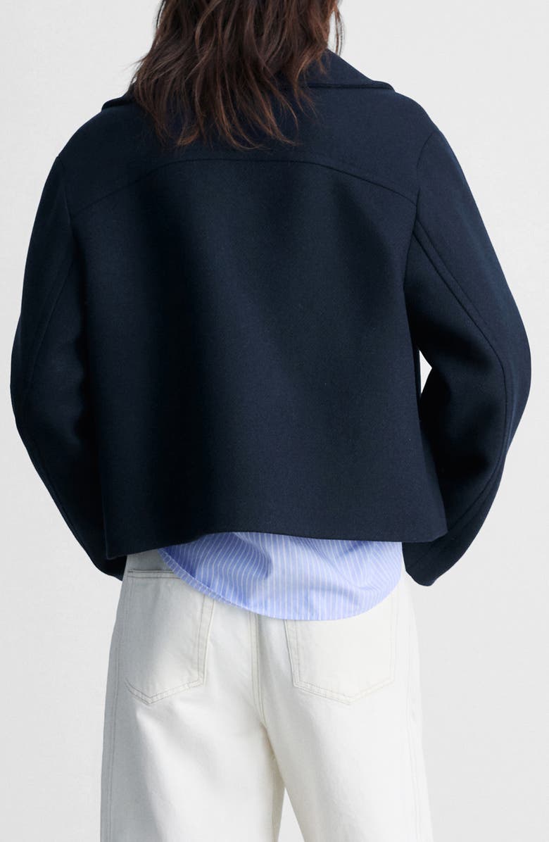 MANGO Wool Blend Crop Jacket, Alternate, color, Dark Navy