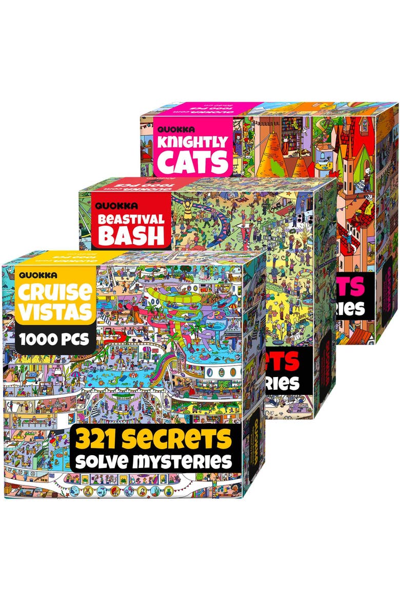 Quokka 1000 Piece Jigsaw Puzzle Set for Adults - 3 Pack Mystery