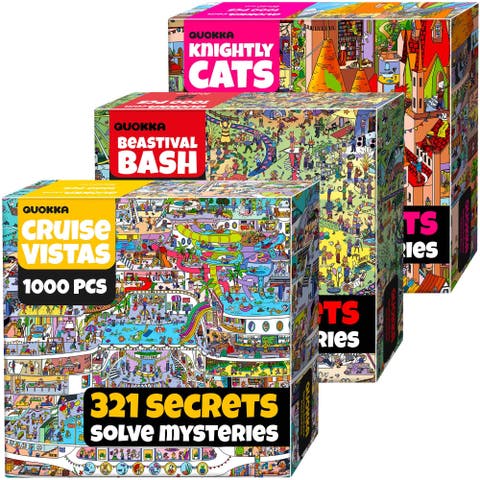 1000 Piece Jigsaw Puzzle Set for Adults - 3 Pack Mystery Puzzles