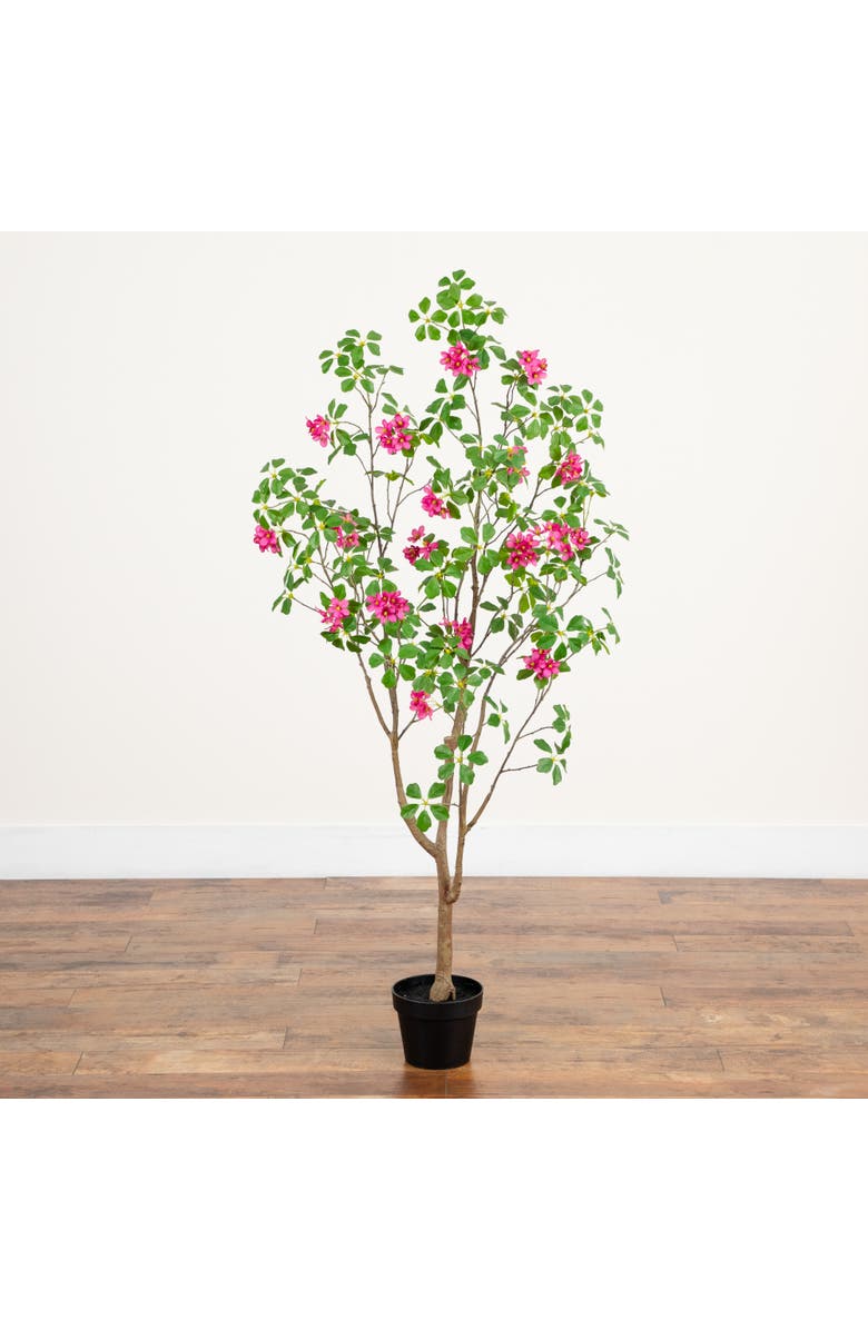 NEARLY NATURAL 5-ft Artificial Dogwood Tree with Real Touch Leaves, Alternate, color, Green/Pink