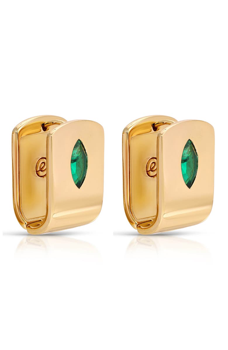 Ettika Marquise Stone Huggie Earrings, Alternate, color, Green