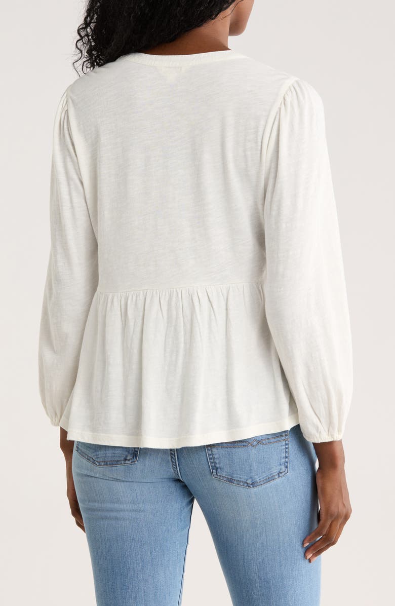 Lucky Brand Split Neck Peplum Top, Alternate, color, Gardenia