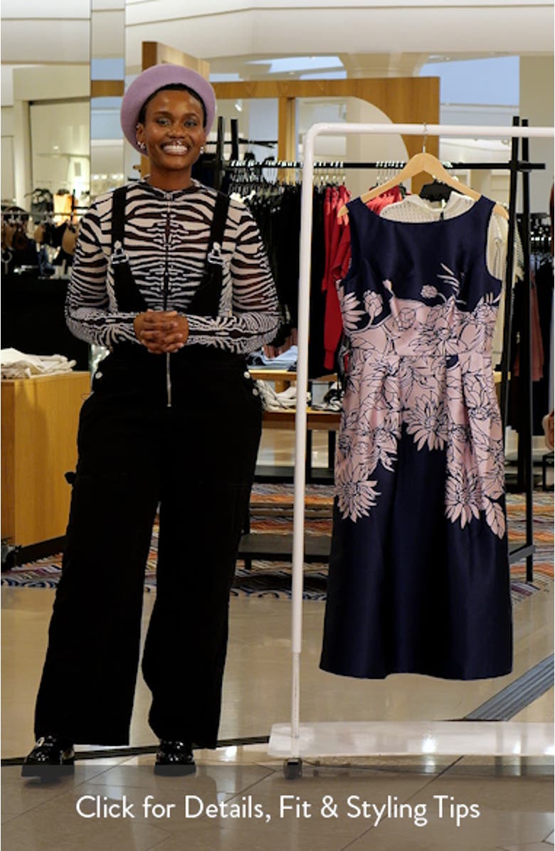 Evaline Placed Floral Cocktail Midi Dress, sales video thumbnail