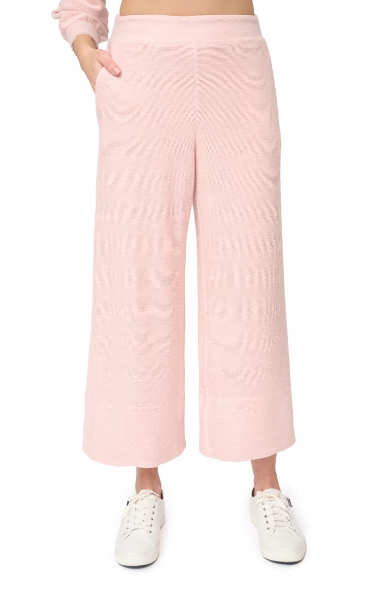 GIBSONLOOK Low-Key Luxe Rib Crop Wide Leg Pants, Alternate, color, Pink Whip