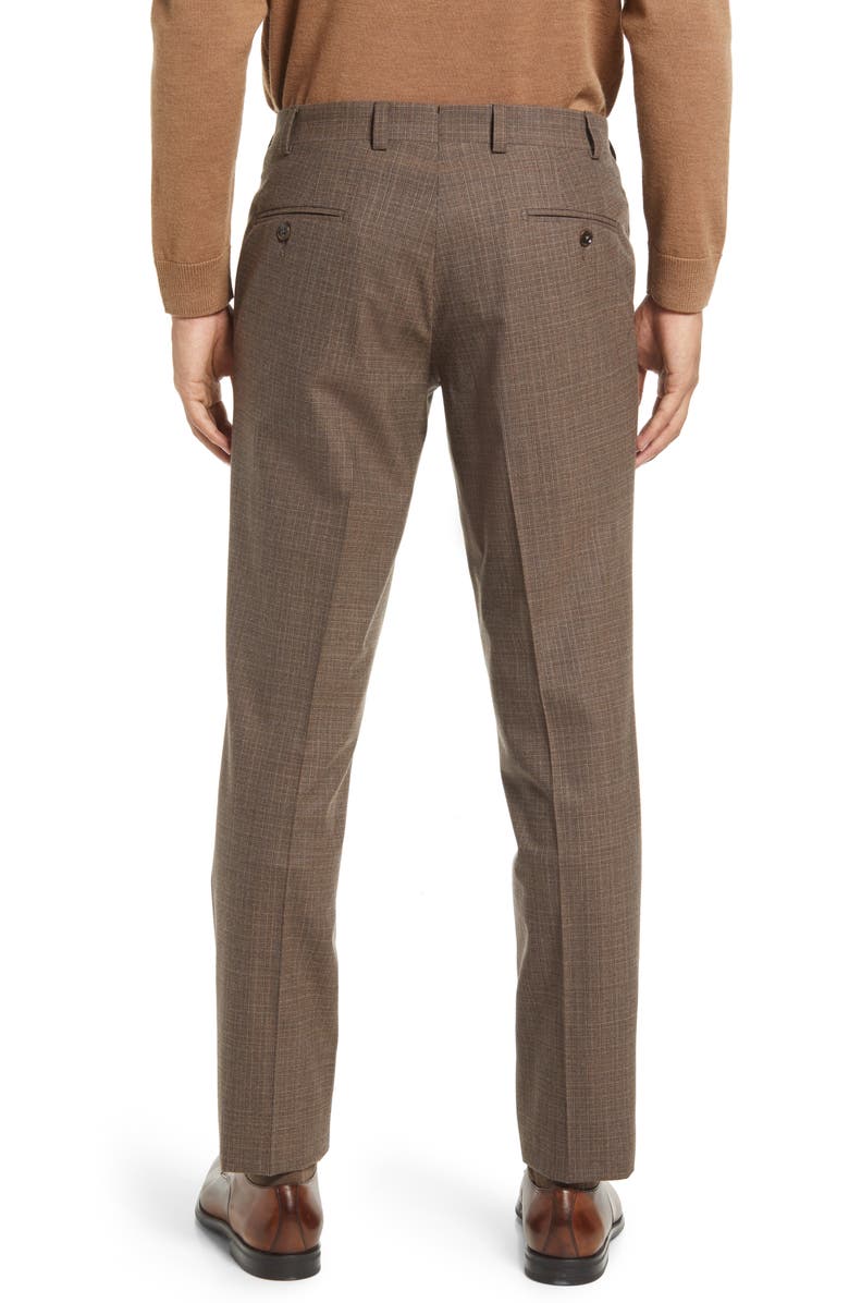 Ted Baker London Jerome Check Flat Front Stretch Wool Dress Pants, Alternate, color, 