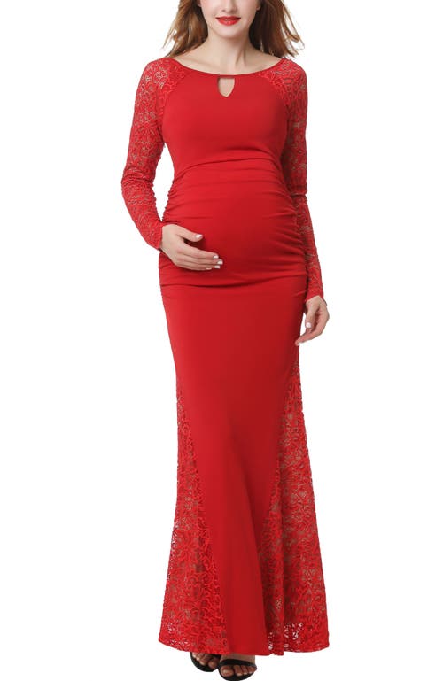 Kimi & Kai Bella Maternity Mermaid Maxi Dress In Red