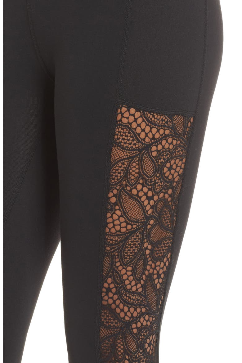 Lace Way High Rise Ankle Leggings, Alternate, color, JET BLACK