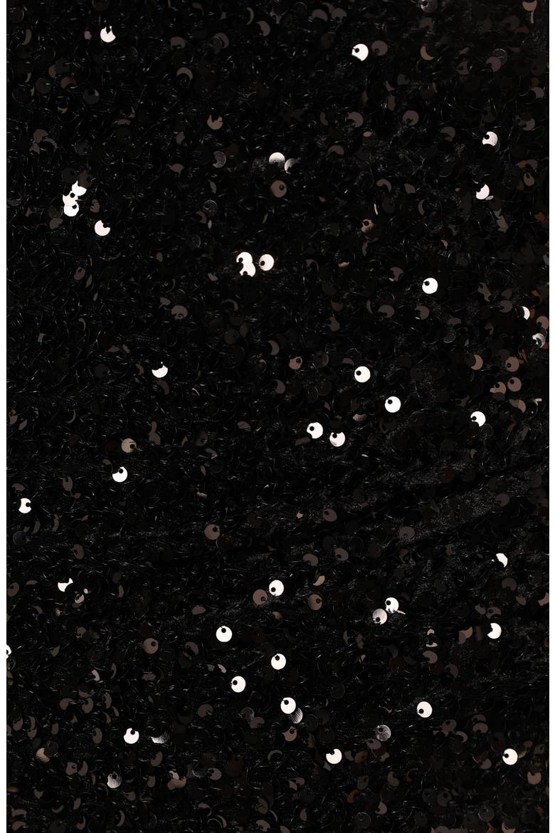 Kiki One Shoulder Sequin Midi Dress, Alternate, color, BLACK