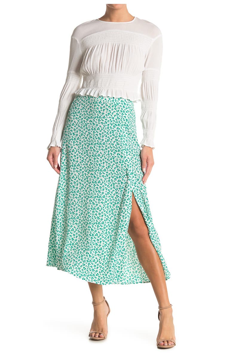 Elodie Patterned Side Slit Midi Skirt, Alternate, color, 