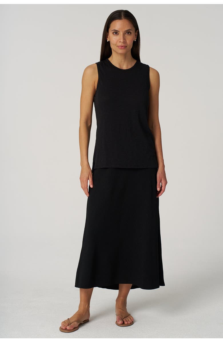 Franne Golde Textured Crepe Bias Midi Skirt, Alternate, color, 