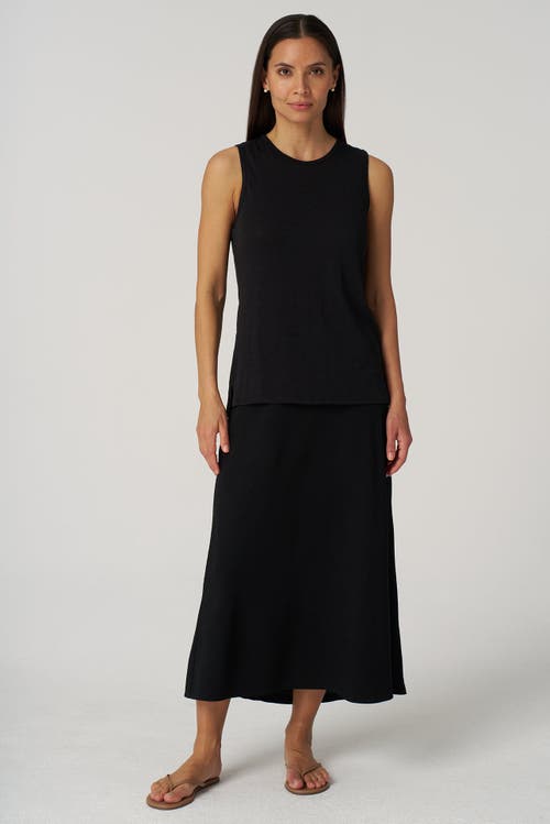 Franne Golde Textured Crepe Bias Midi Skirt