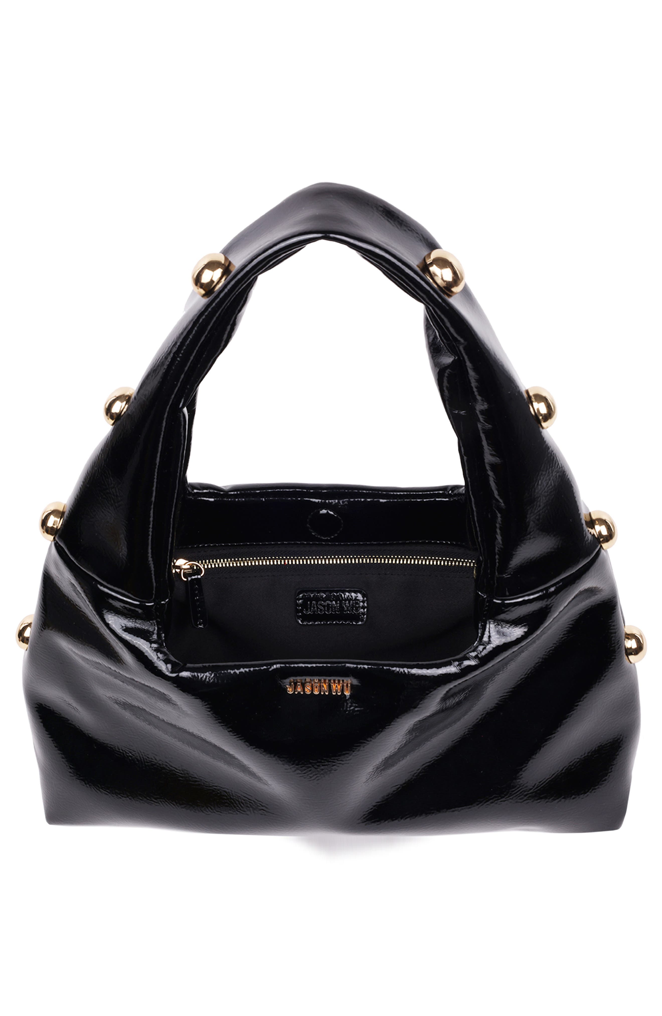 JASON WU Studded Patent Shoulder Bag, Alternate, color, Black