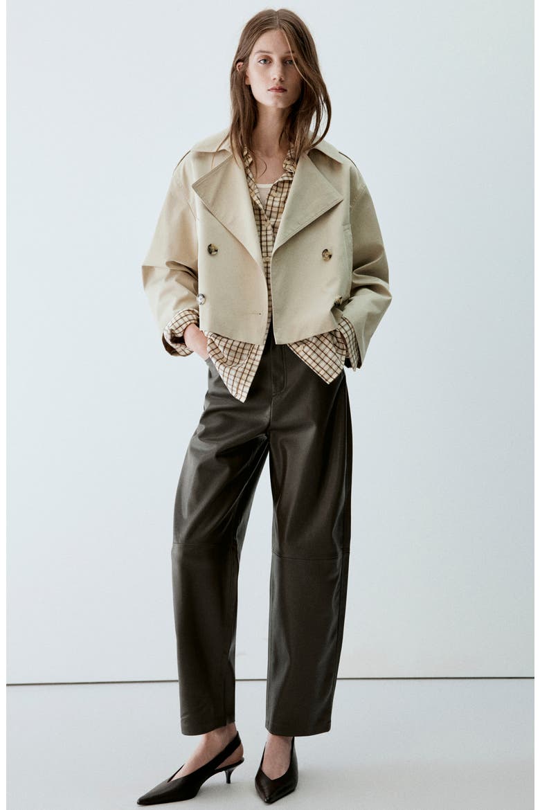High Waist Faux Leather Balloon Leg Pants, Alternate, color, KHAKI GREEN