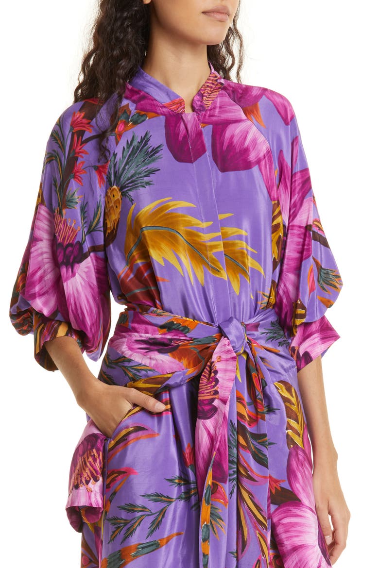 Floral Balloon Sleeve Shirtdress, Alternate, color, PURPLE