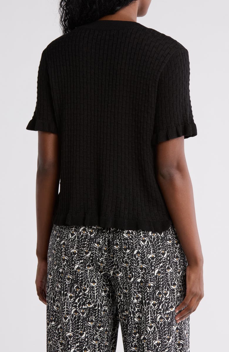 MAX STUDIO Ruffle Trim Short Sleeve Sweater, Alternate, color, Black