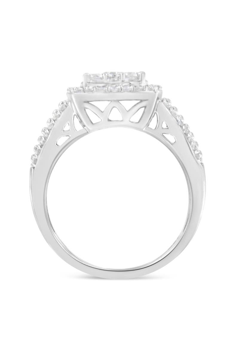 10K White Gold 1.0 Cttw Diamond Halo Cluster Ring, Alternate, color, White Gold