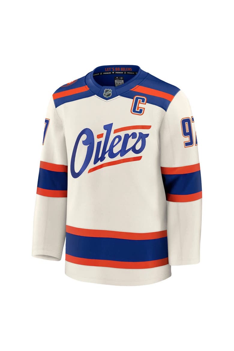 Men's Fanatics Connor McDavid Light Beige Edmonton Oilers Alternate Premium Jersey, Alternate, color, Light Beige