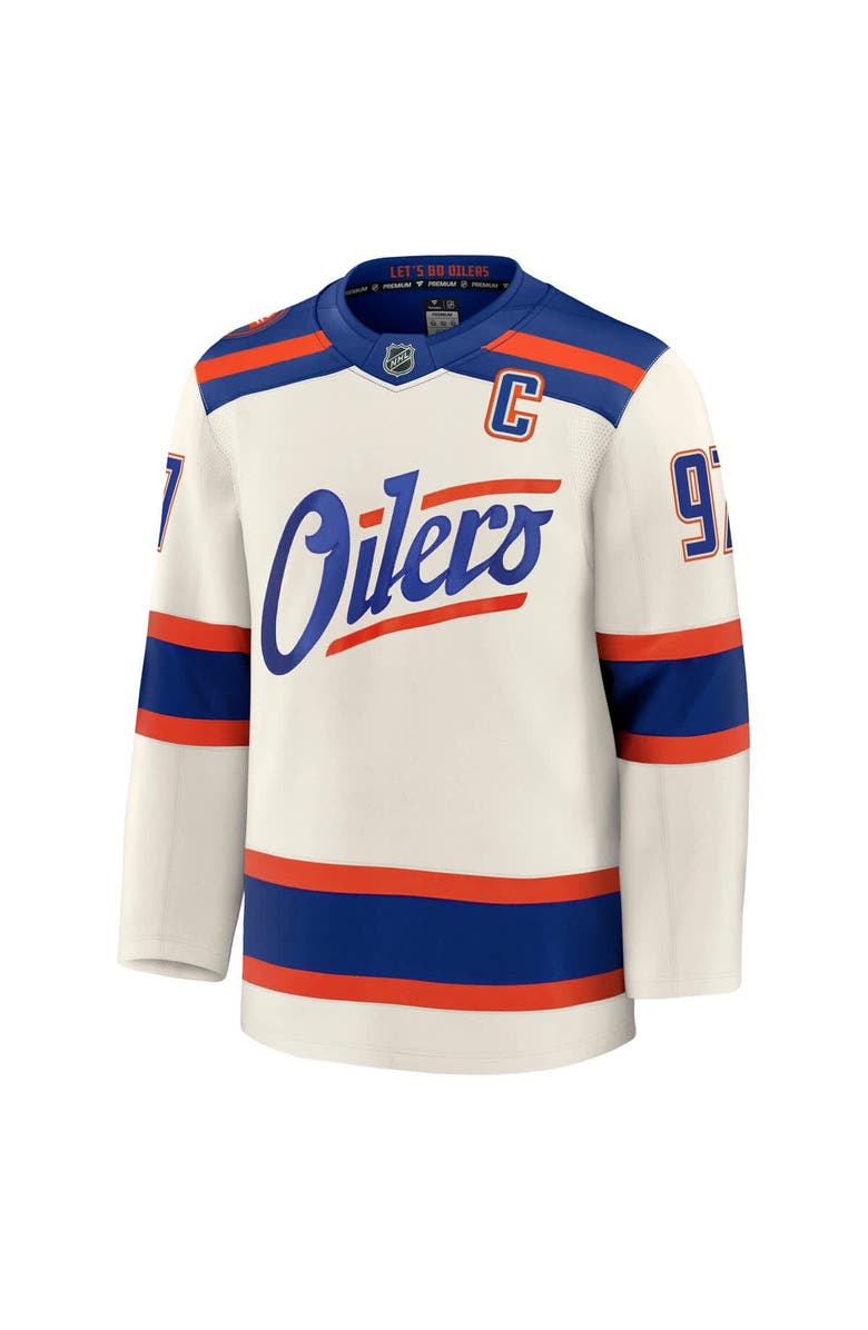 FANATICS Men's Fanatics Connor McDavid Light Beige Edmonton Oilers Alternate Premium Jersey, Alternate, color, Light Beige