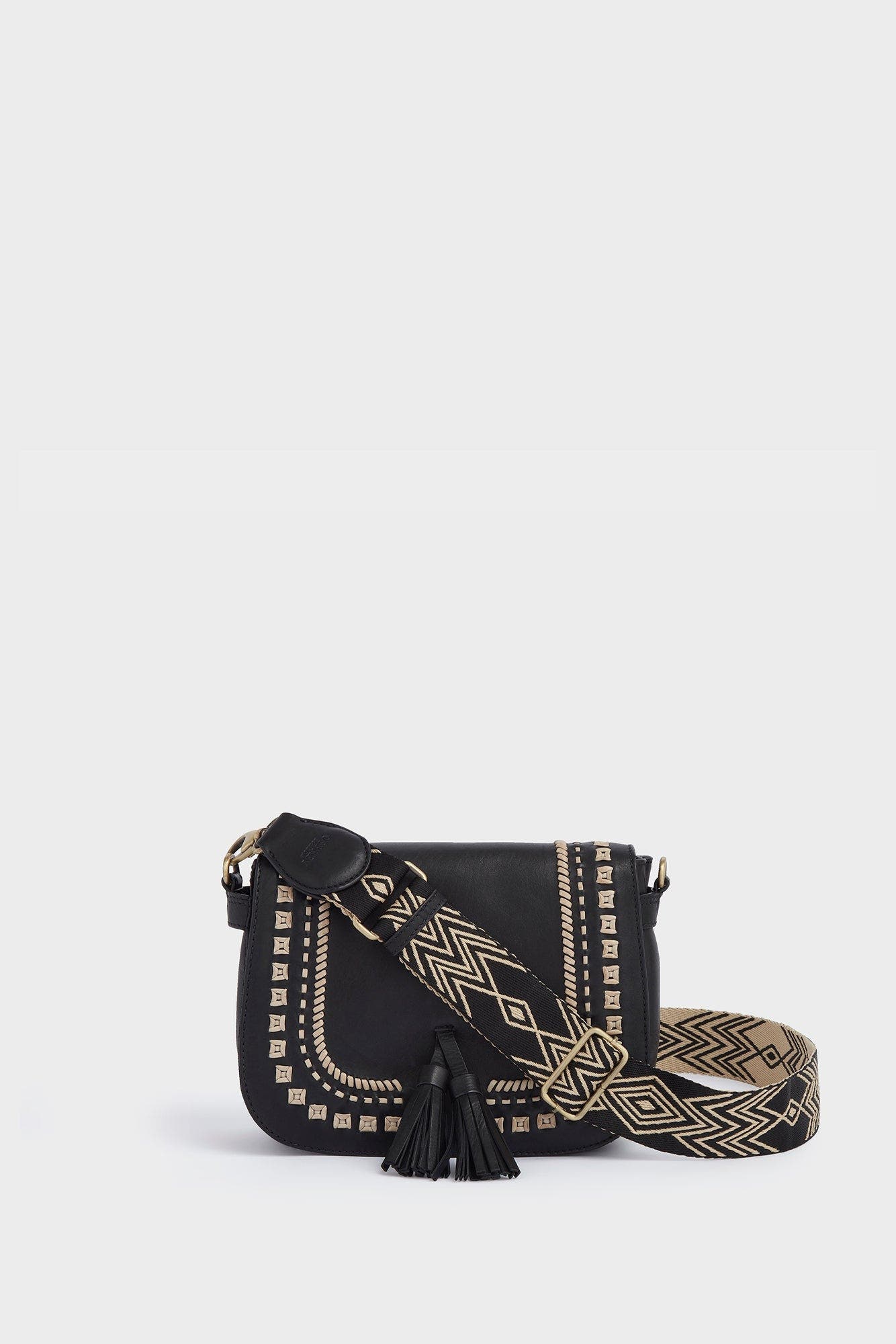 Osprey London The Dakota Leather Crossbody Bag, Alternate, color, Black