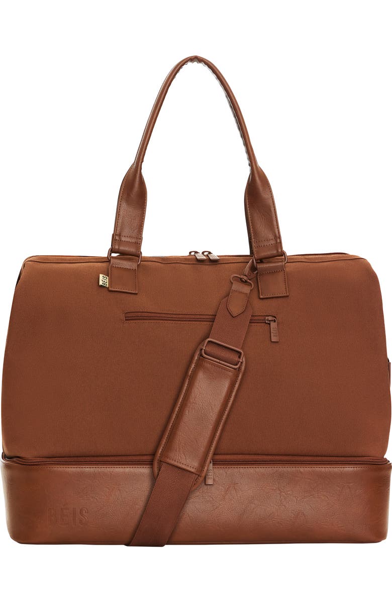 Béis The Weekender Canvas & Faux Leather Bag, Main, color,