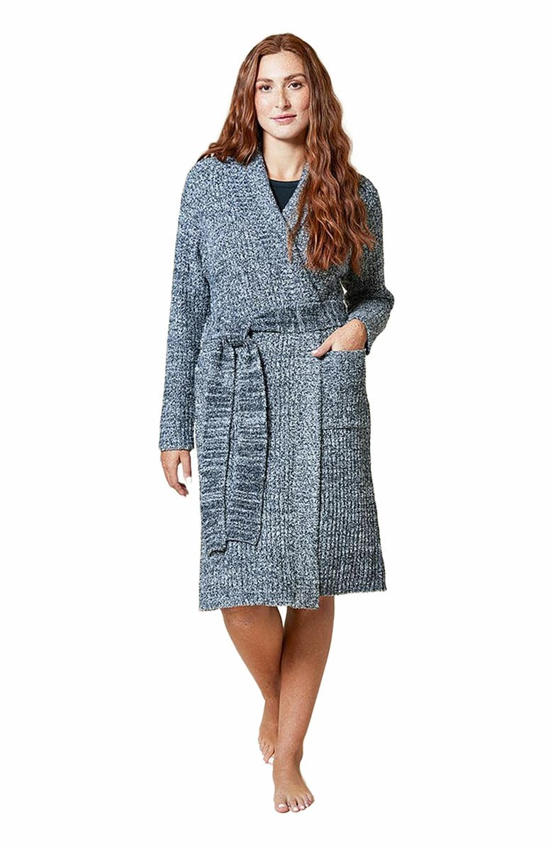Softies Heather Marshmallow Wrap Robe, Main, color, Heather Black
