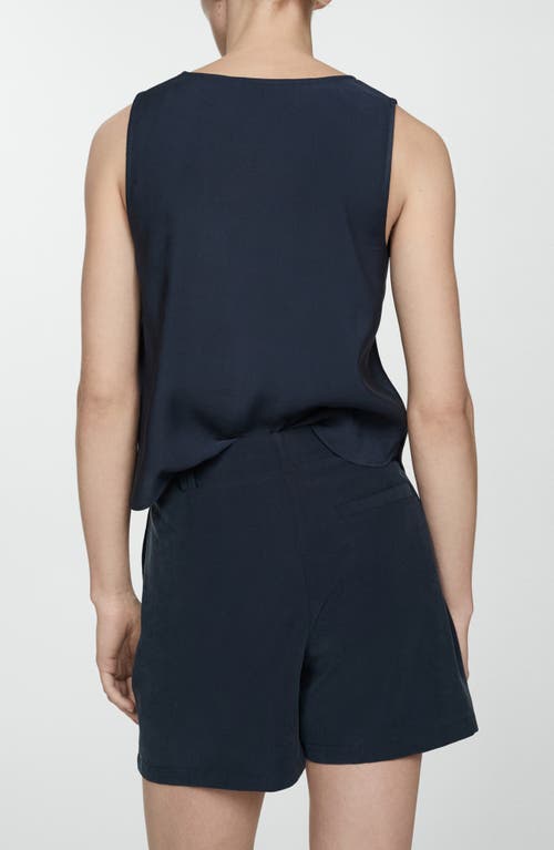 Mango Pleated Shorts In Dark Navy