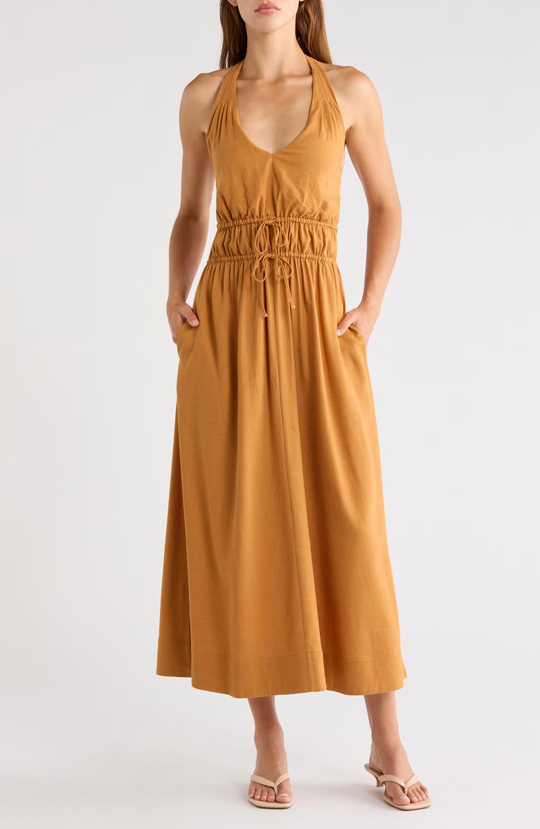PAIGE Alysha Halter Midi Dress, Main, color, Monarch