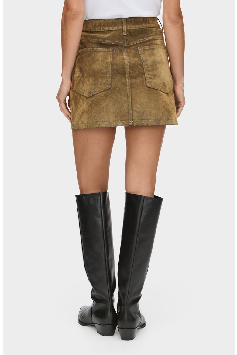 Corrie Flock Velvet Denim A-Line Skirt, Alternate, color, YELLOW