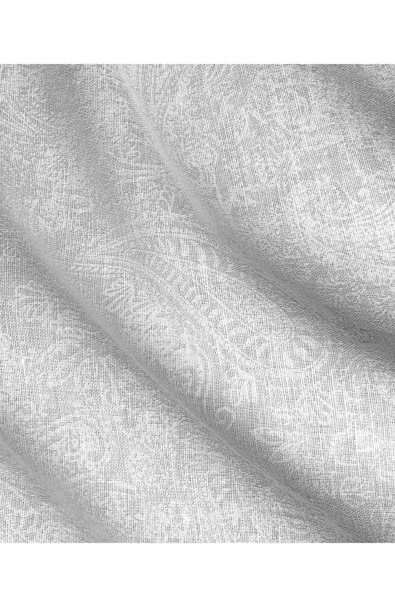 David Donahue Paisley Print Short Sleeve Linen & Cotton Button-Up Shirt, Alternate, color, White