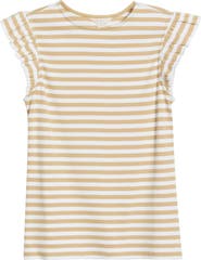 Caslon® Stripe Ruffled Knit Top