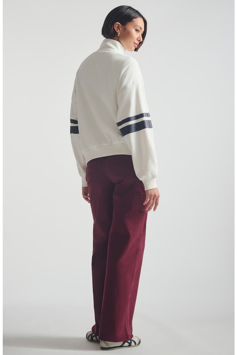 Oversize Half Zip Cotton Sweatshirt, Alternate, color, ANTIQUE WHITE