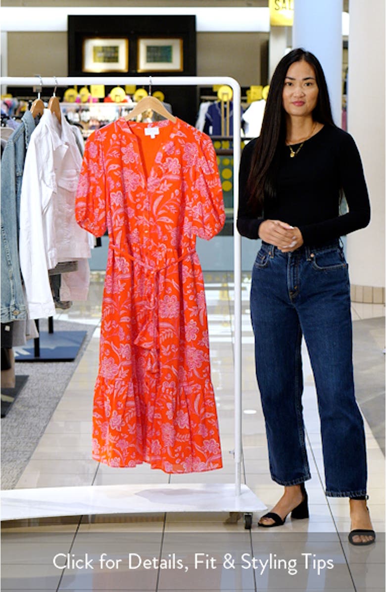 Aria Floral Beth Tiered Cotton Midi Dress, sales video thumbnail