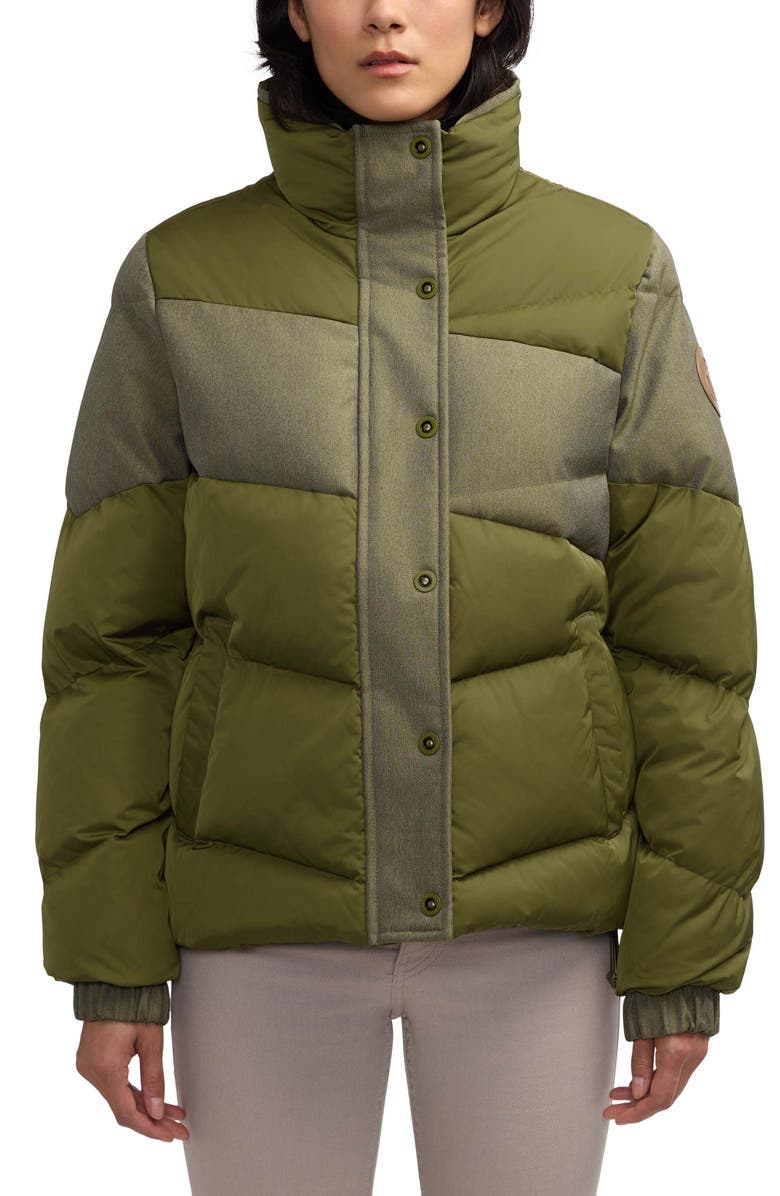 Scotch & Soda Skyla Boxy Denim Puffer Jacket, Main, color, Moss