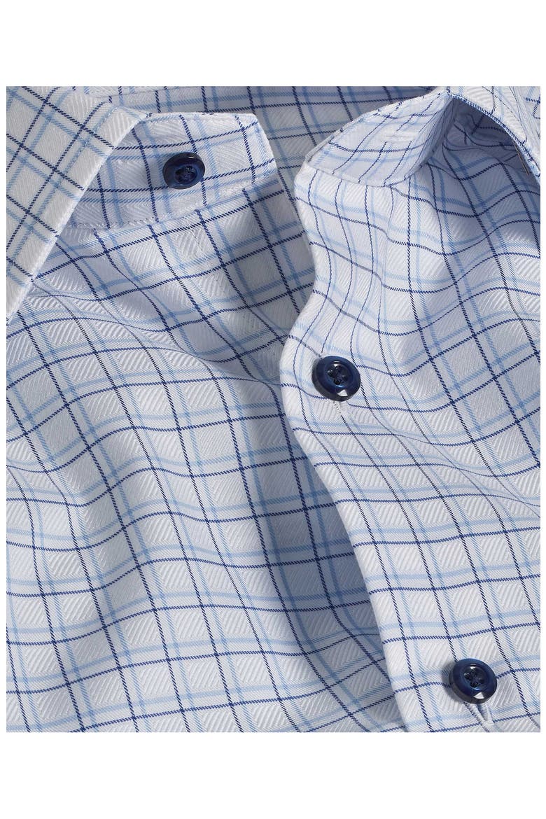 Trim Fit Twill Dobby Check Dress Shirt, Alternate, color, WHITE/ BLUE