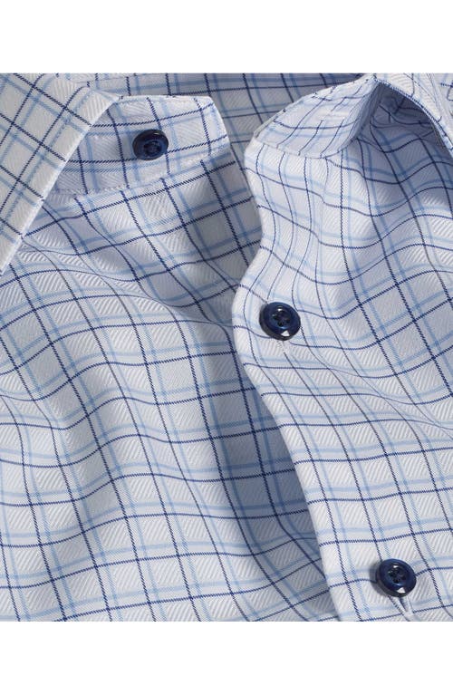 David Donahue Trim Fit Twill Dobby Check Dress Shirt In White/blue