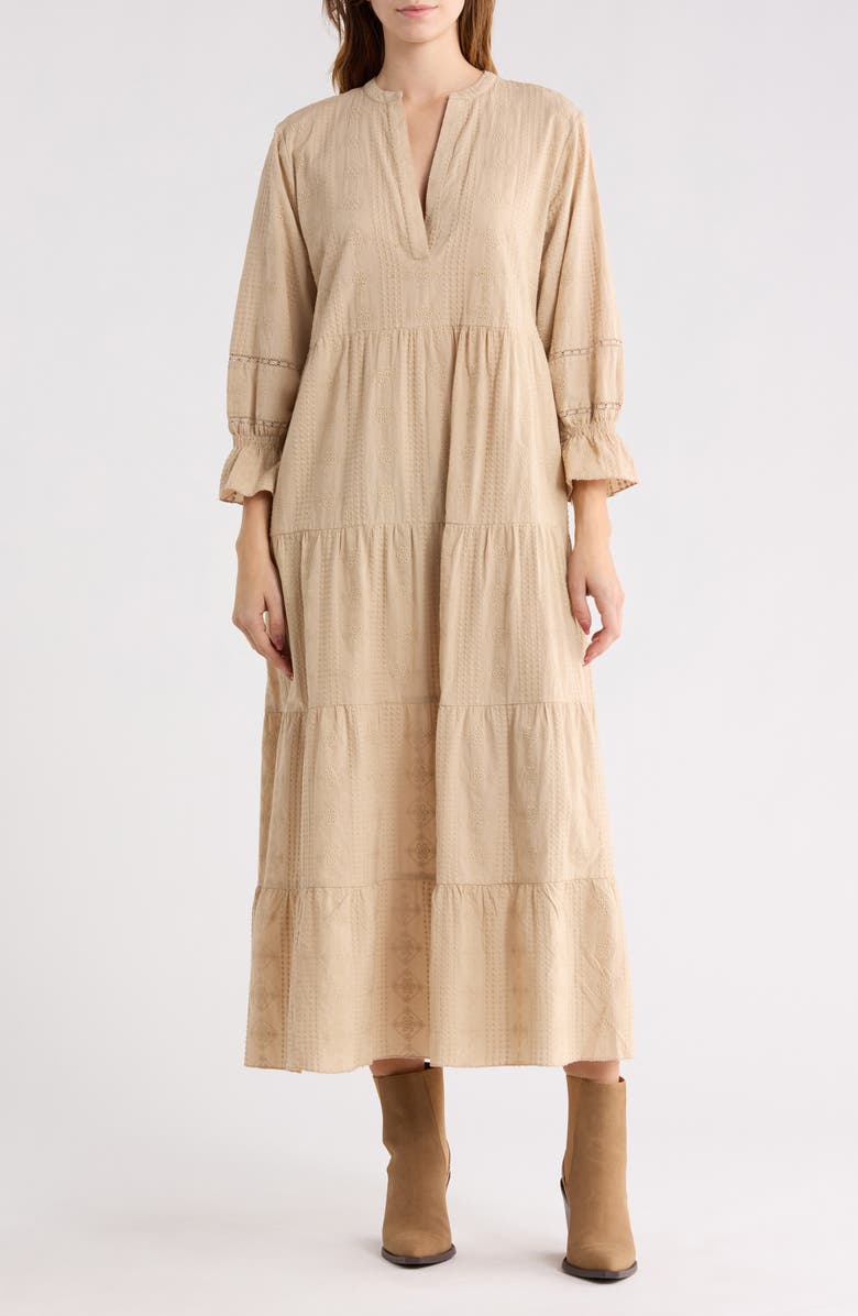 AREA STARS Eyelet Embroidered Maxi Dress, Main, color, Tan