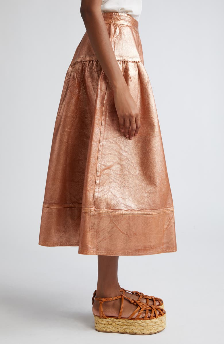 Ulla Johnson The Astrid Metallic Denim Tiered Skirt, Alternate, color, 