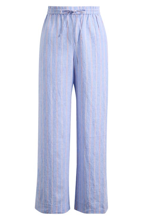 Sea Salt Bay Stripe Linen Drawstring Pants