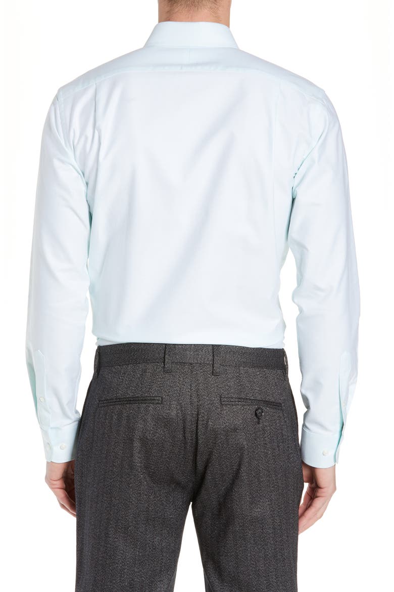 Trim Fit Oxford Dress Shirt, Alternate, color, TEAL FAIR