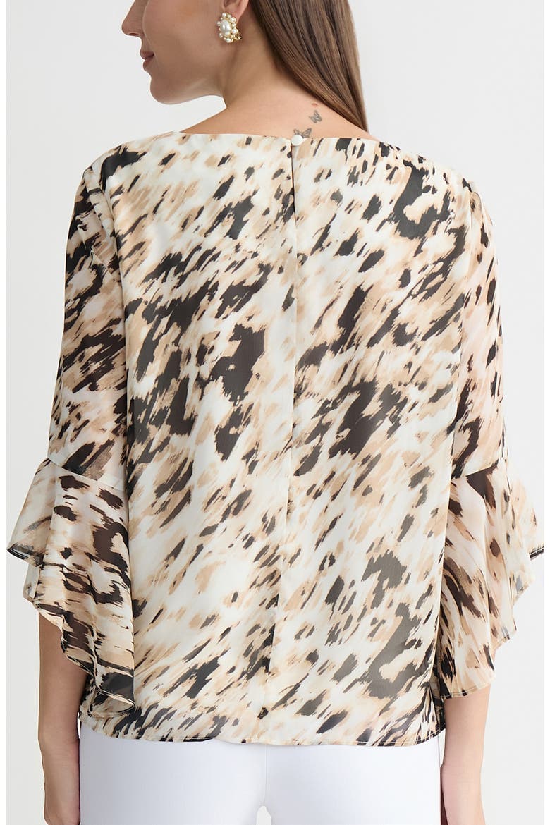 Printed Ruffle Sleeve Top, Alternate, color, TOASTED WHEAT MULTI