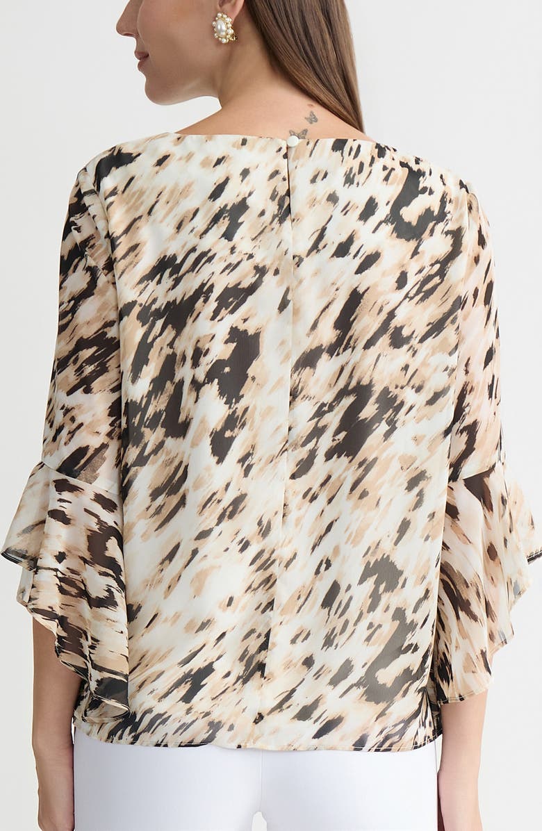KASPER Printed Ruffle Sleeve Top, Alternate, color, 