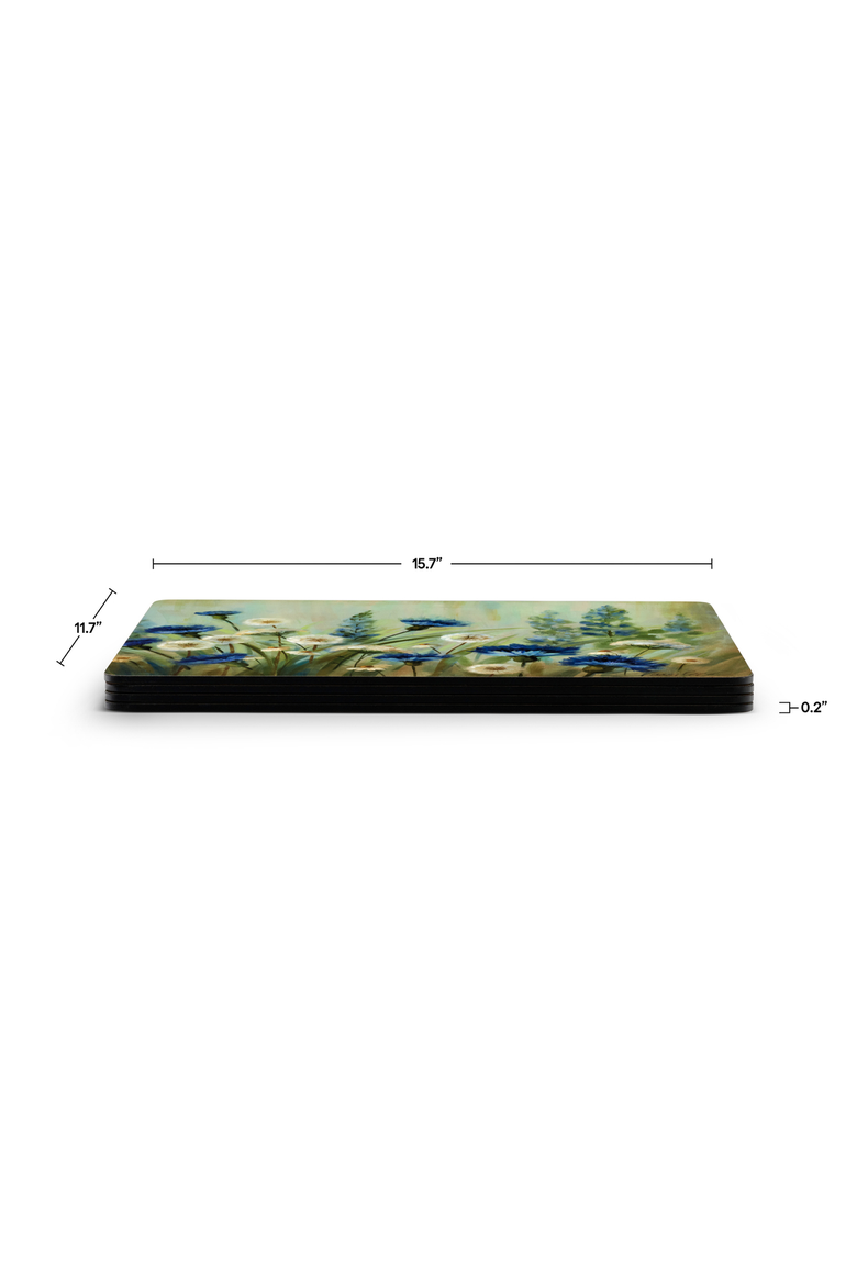 Fleur Des Champs Set of 4 Cork Back Placemats, Alternate, color, Fleur Des Champs