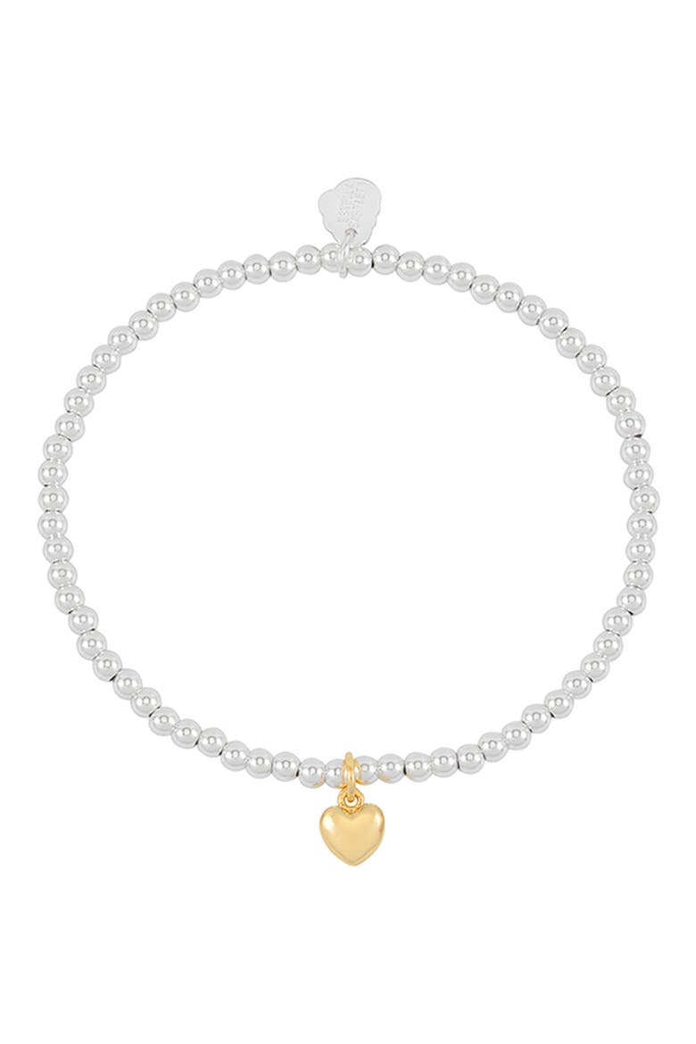 Puffed Heart Sienna Beaded Stretch Bracelet, Alternate, color, GOLD AND SILVER