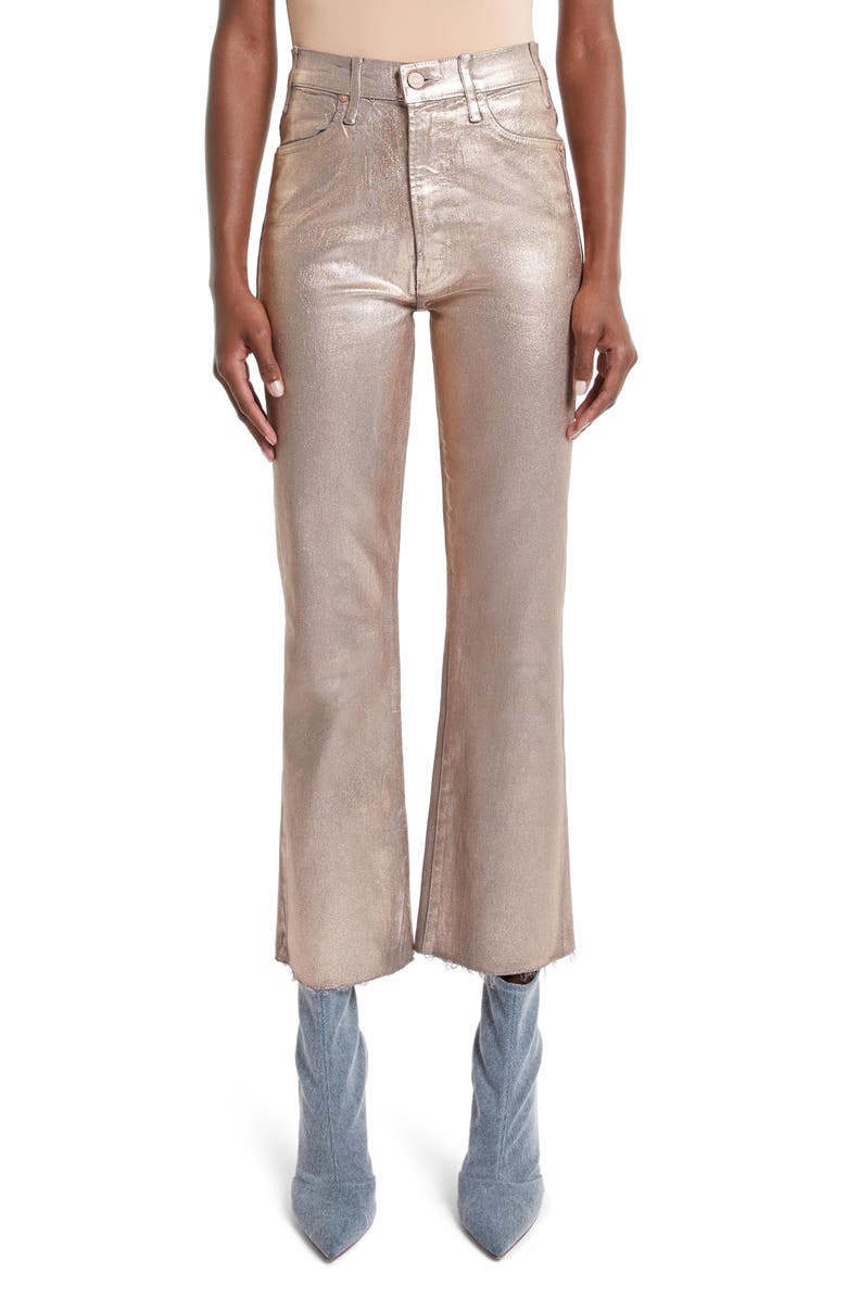 MOTHER The Hustler High Waist Fray Hem Ankle Bootcut Jeans, Main, color,