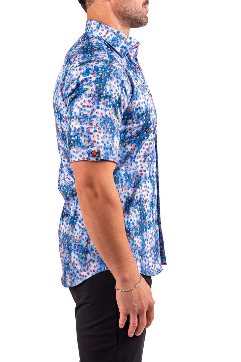 Galileo Resistance0330 Blue Short Sleeve Cotton Button-Up Shirt, Alternate, color, BLUE